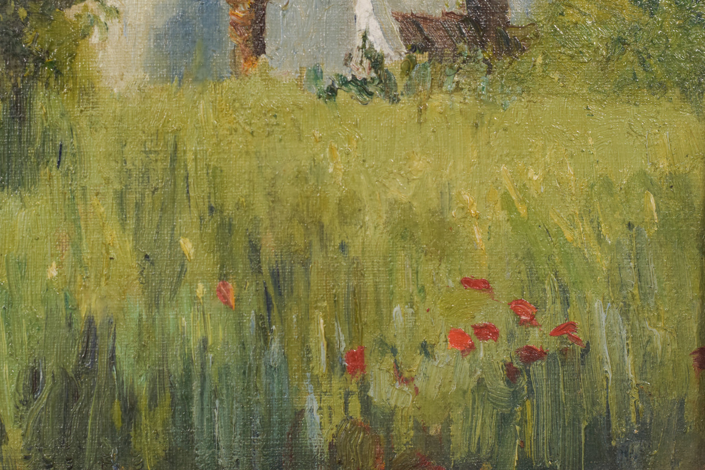 Impressionist Oil of Villa and Palm Trees - Modern Decorative
