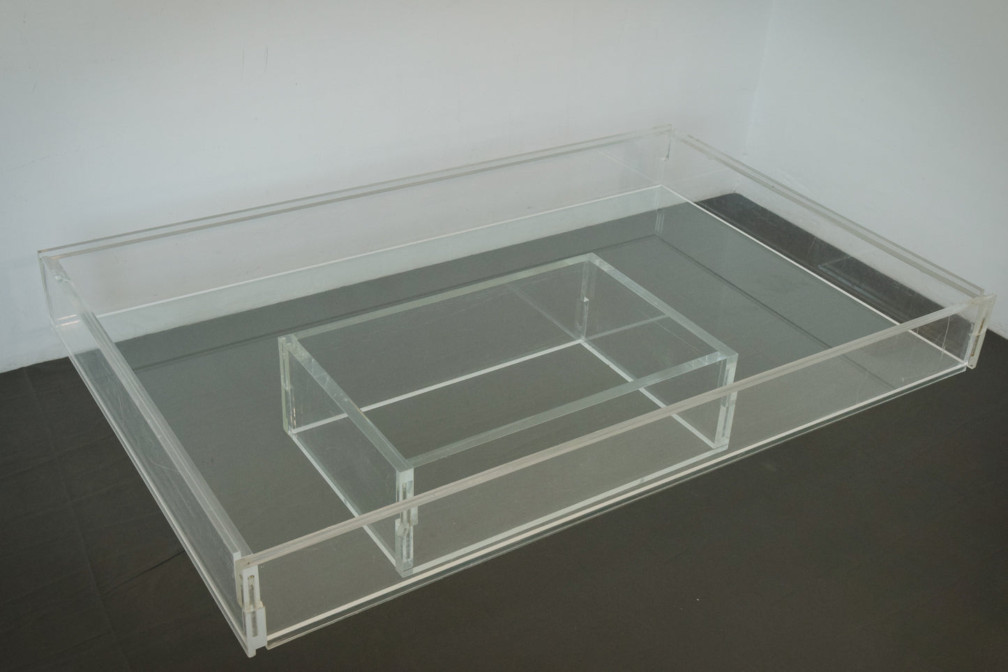 Large Modernist - 70s glass and perspex - Coffee table