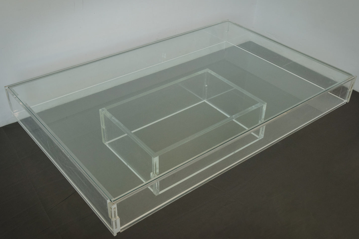 Large Modernist - 70s glass and perspex - Coffee table
