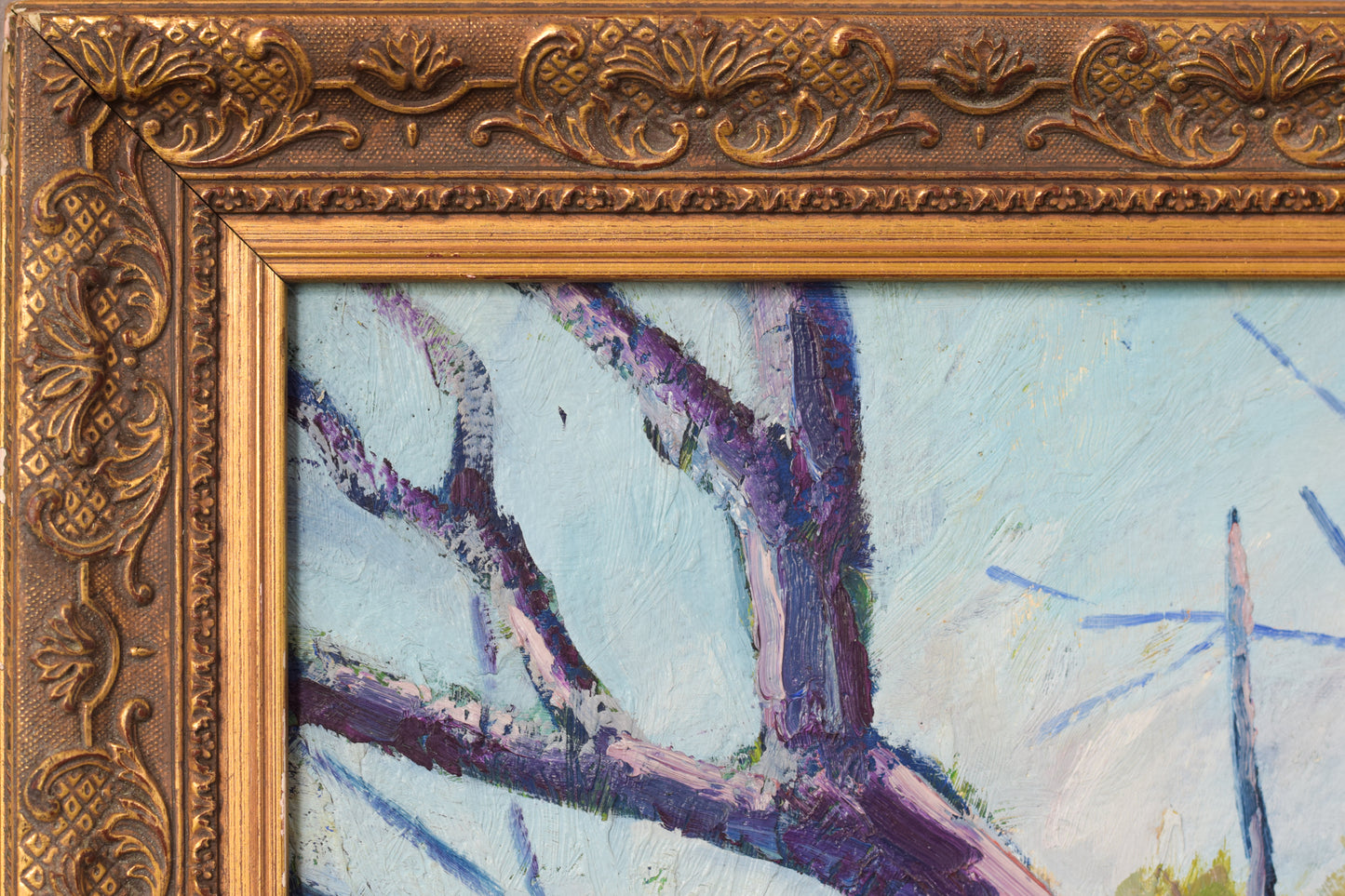 Follower of the Fauves Movement. Trees in a field. Oil on board.