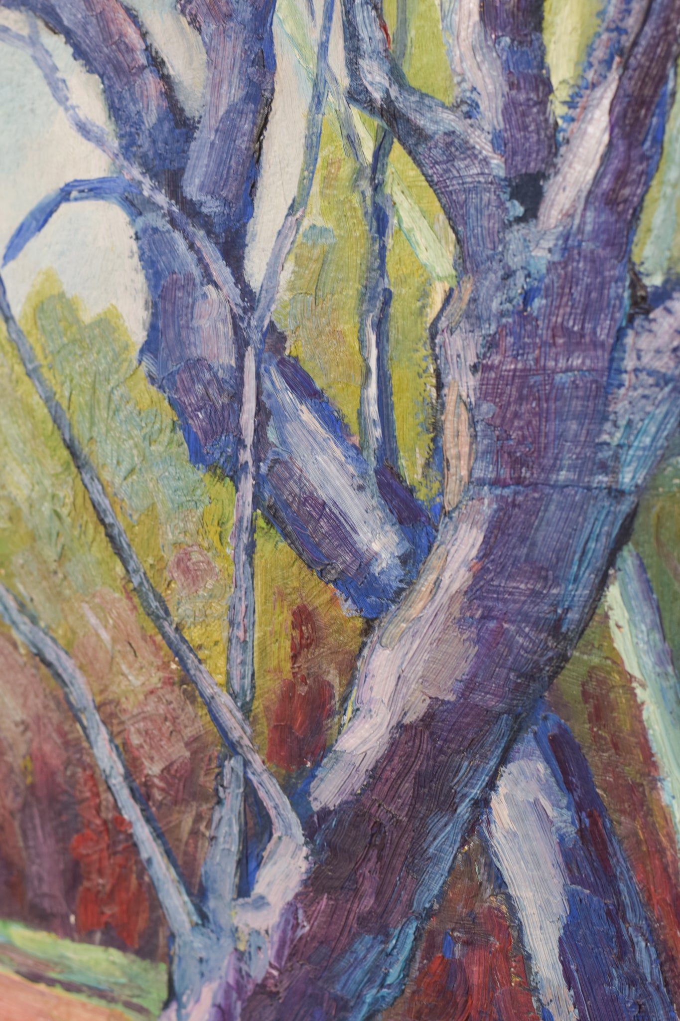 Follower of the Fauves Movement. Trees in a field. Oil on board.