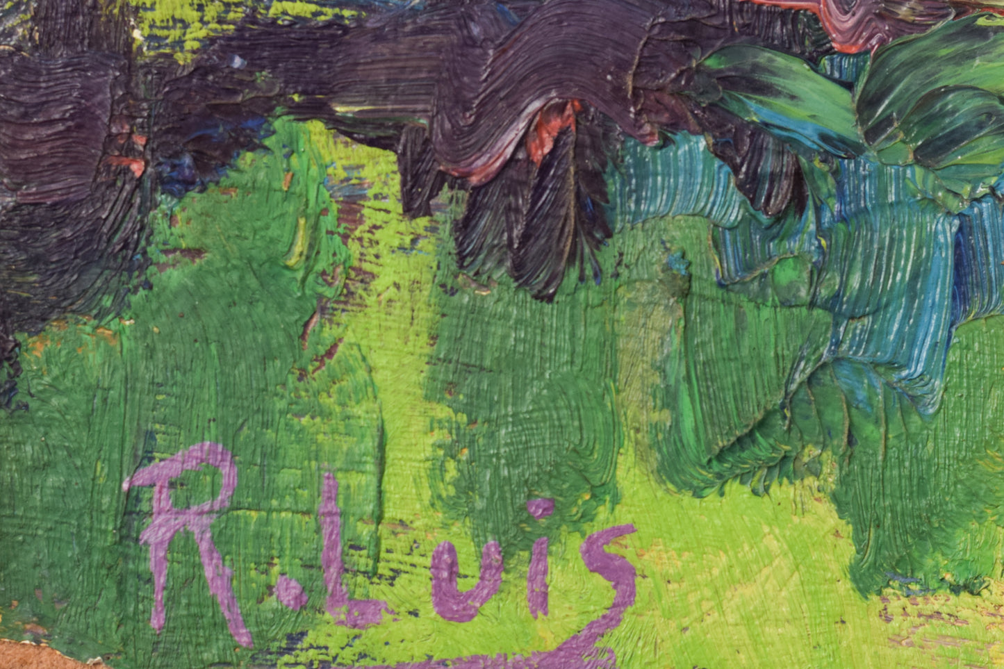 Follower of the Fauves Movement. Trees in a field. Oil on board.