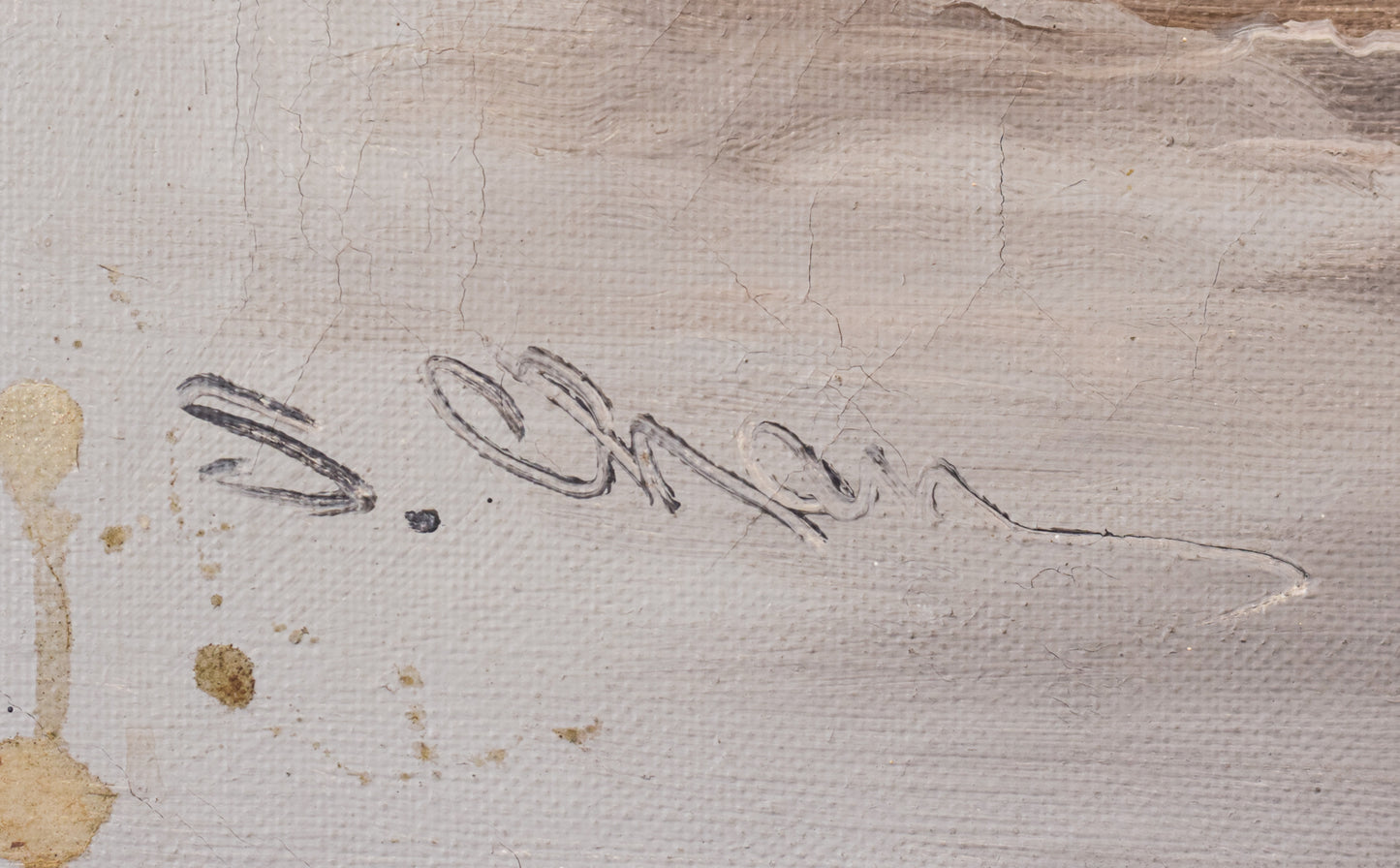 Elderly Fisherman in Straw Hat by S. Chen