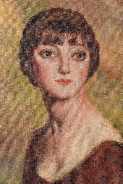 Oil Portrait - A Young Woman Holding an Apple