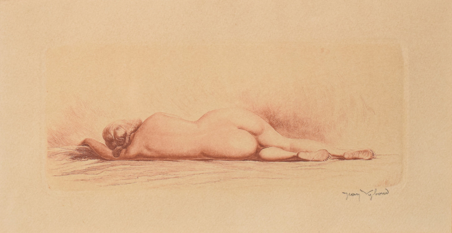 Jean Auguste Vyboud - Framed Nude Etching - Modern Decorative