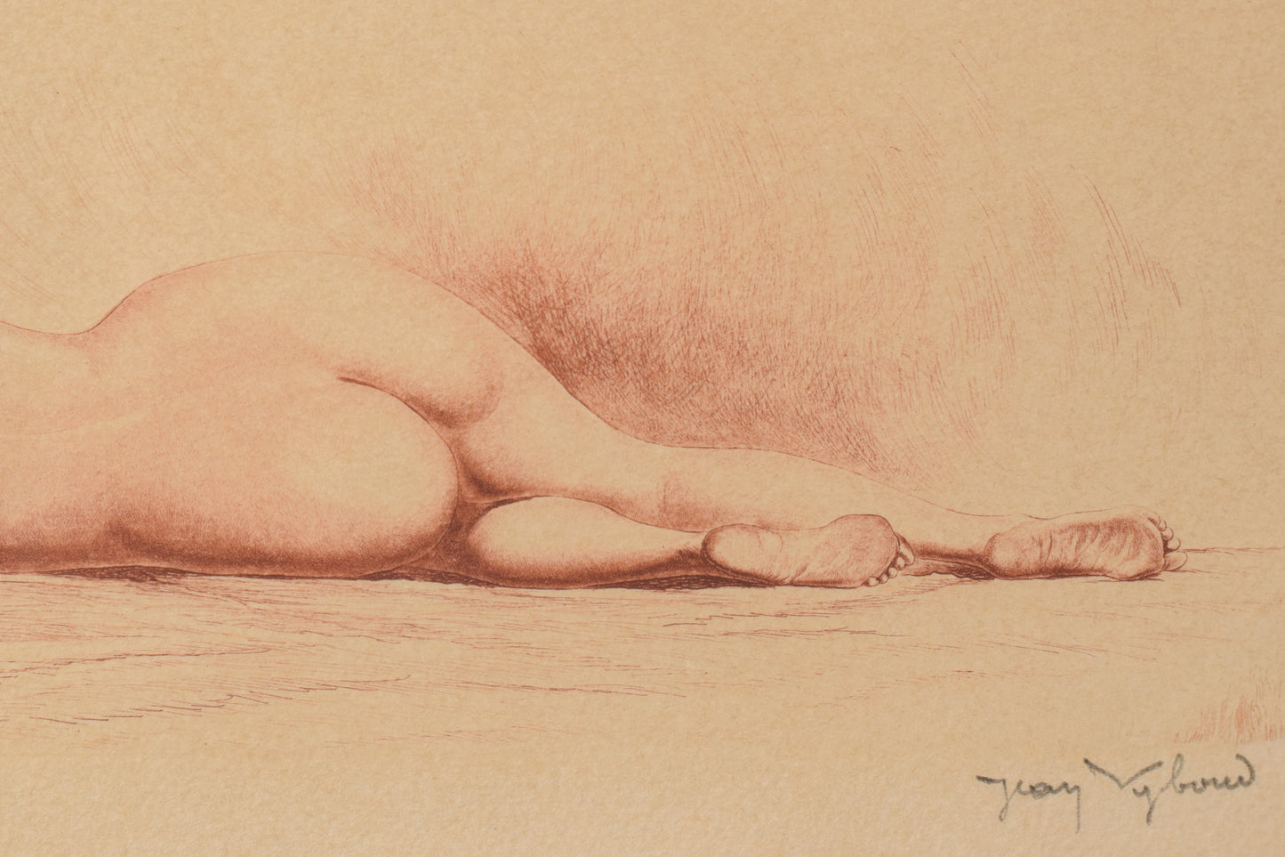 Jean Auguste Vyboud - Framed Nude Etching - Modern Decorative