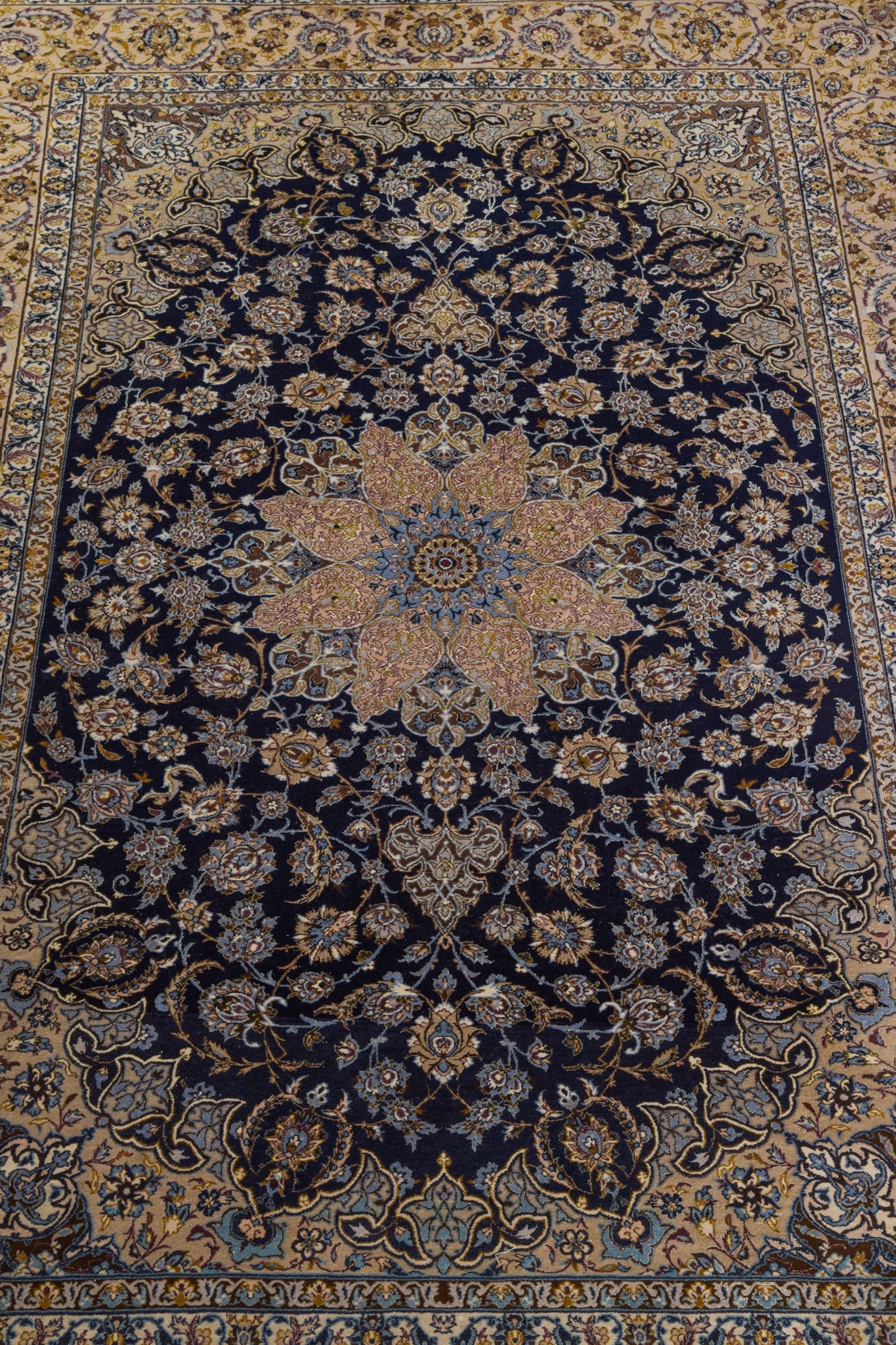 Handwoven Blue Medallion Ground Rug - Modern Decorative