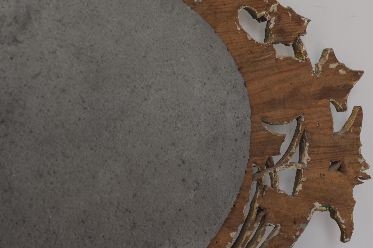 Antique Carved Gilded and Polychrome Oval Mirror - Modern Decorative