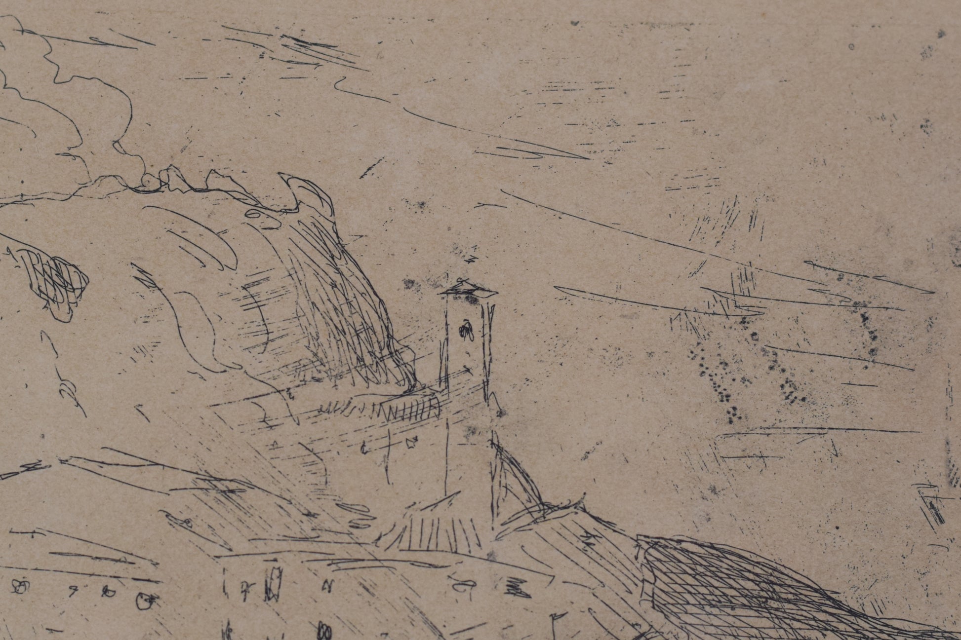 Joaquin Mir Trinxet - Fishing Village - Etching, 1929 - Modern Decorative