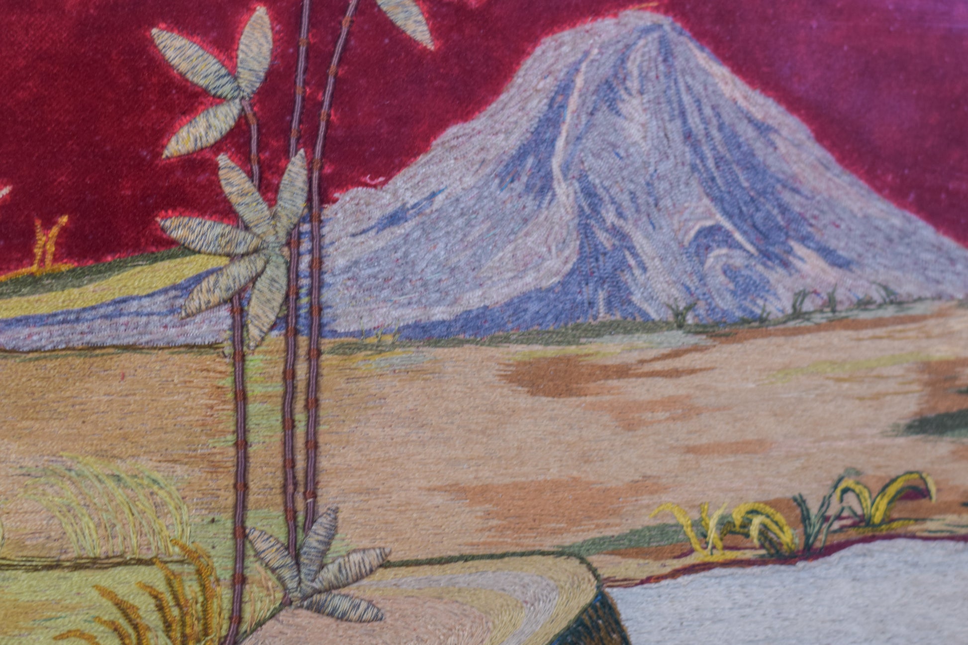 Framed - Embroidery of Oasis and Mountain - Modern Decorative
