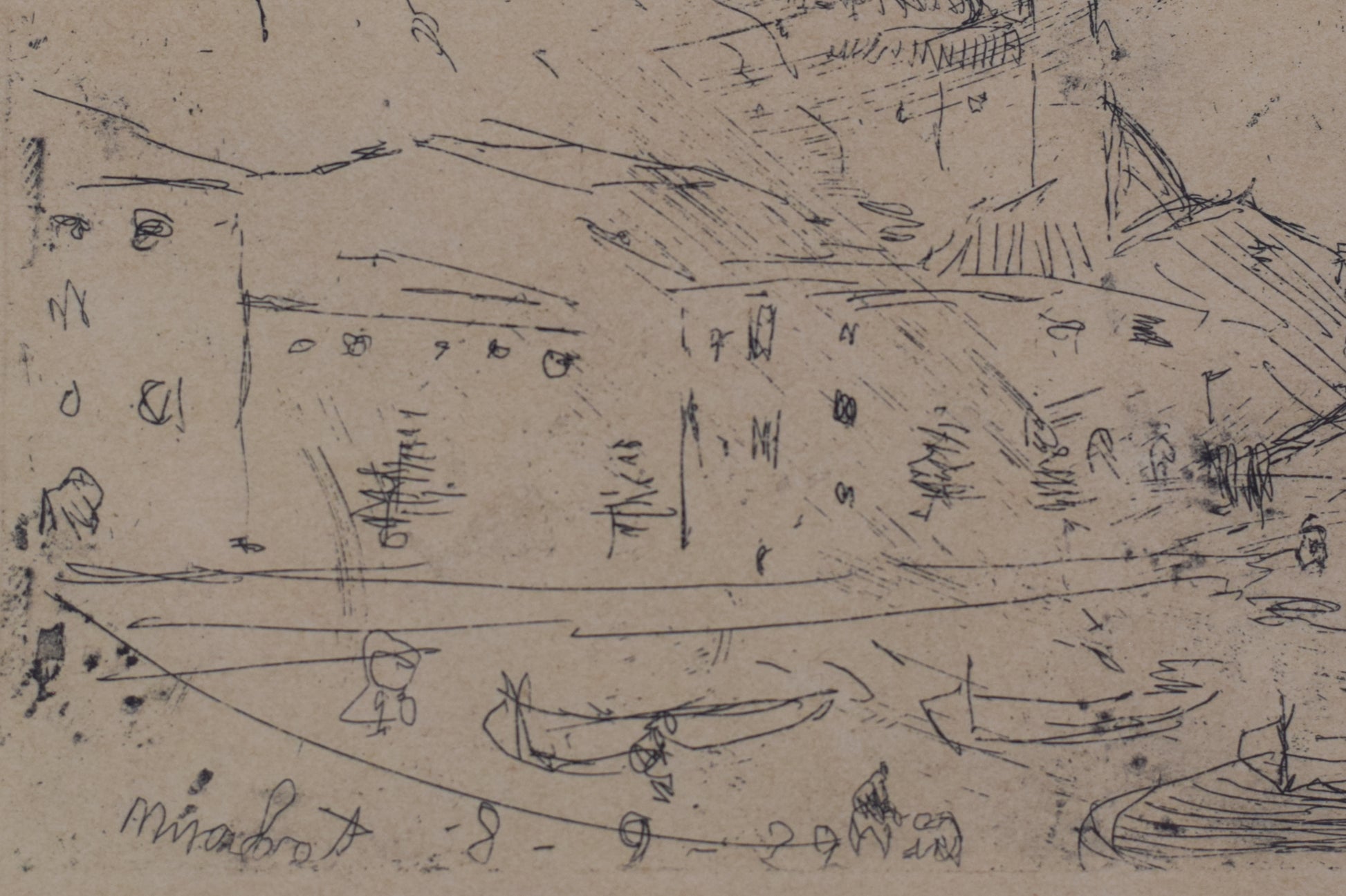 Joaquin Mir Trinxet - Fishing Village - Etching, 1929 - Modern Decorative