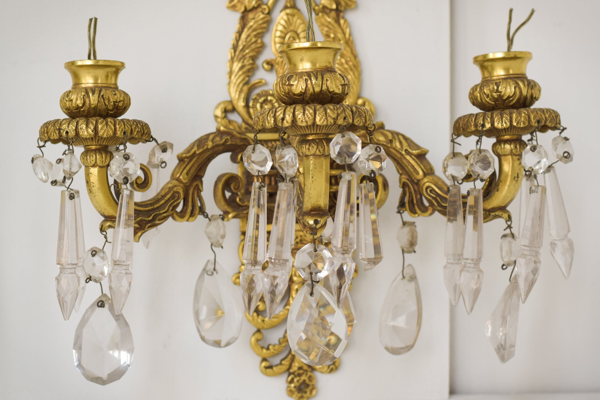 Two - Bronze and Cut Glass Wall-Mounted Chandeliers - Modern Decorative