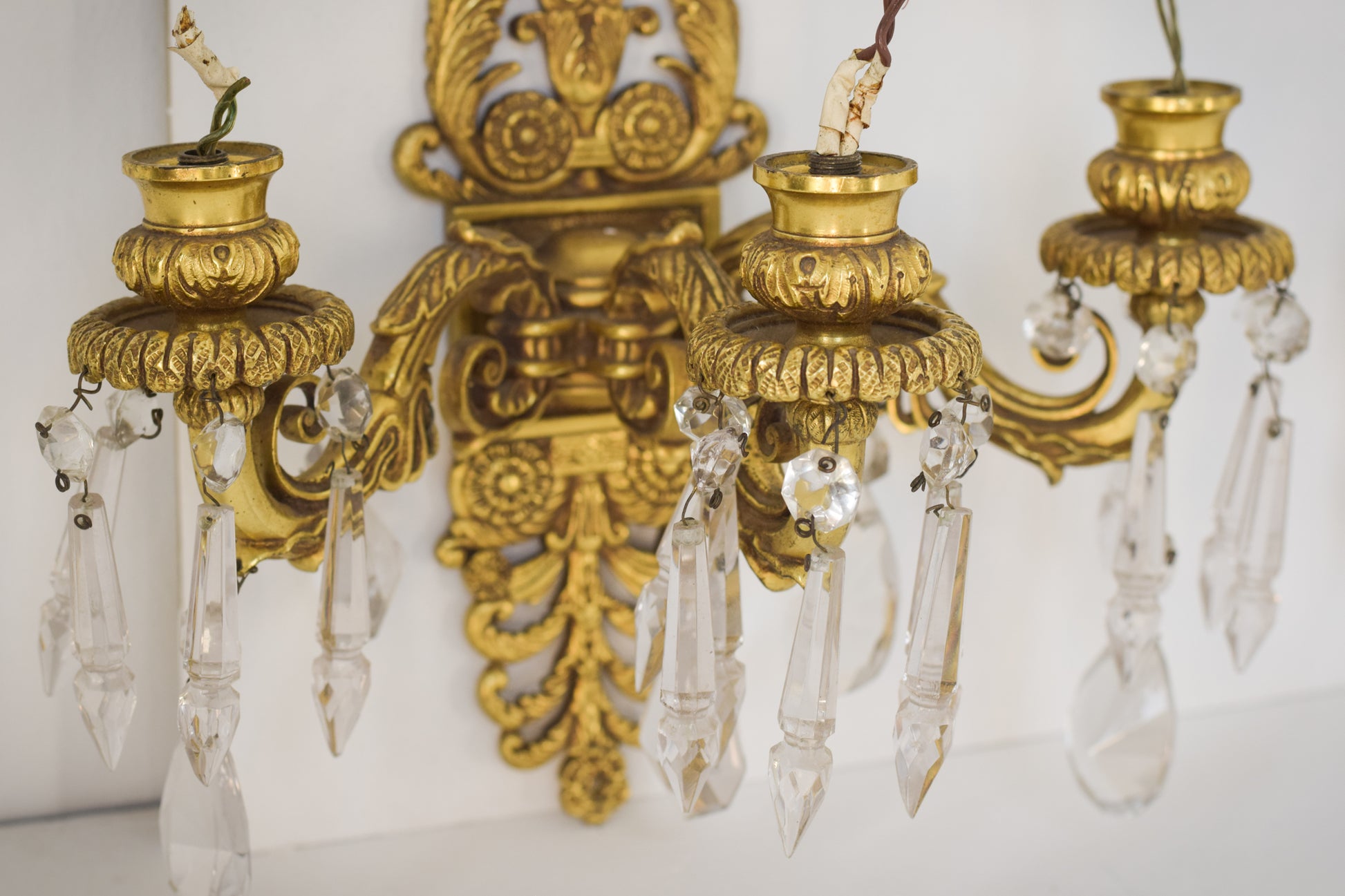 Two - Bronze and Cut Glass Wall-Mounted Chandeliers - Modern Decorative