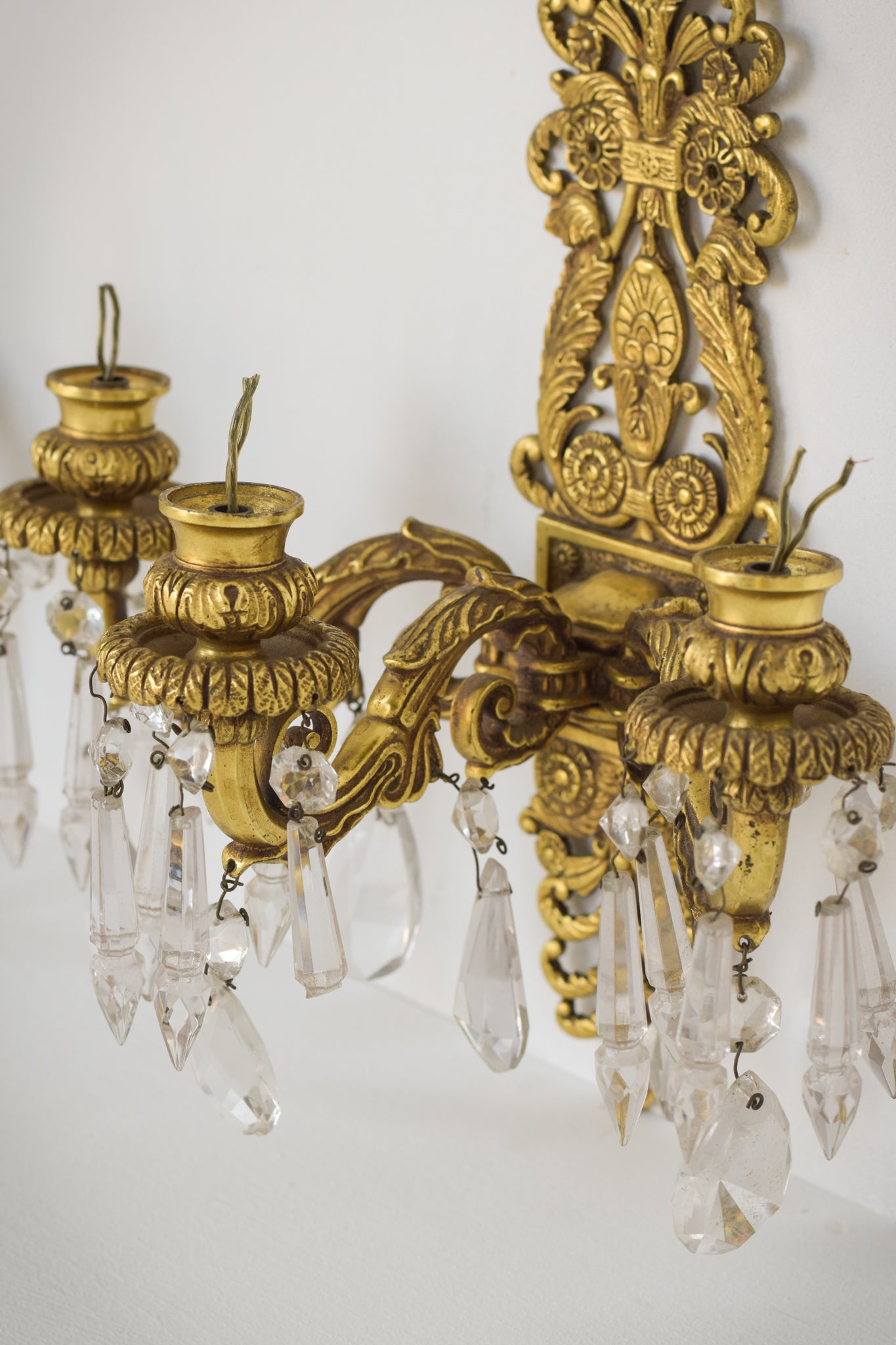 Two - Bronze and Cut Glass Wall-Mounted Chandeliers - Modern Decorative