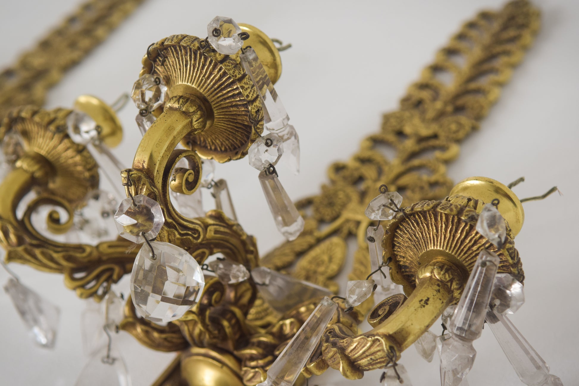Two - Bronze and Cut Glass Wall-Mounted Chandeliers - Modern Decorative