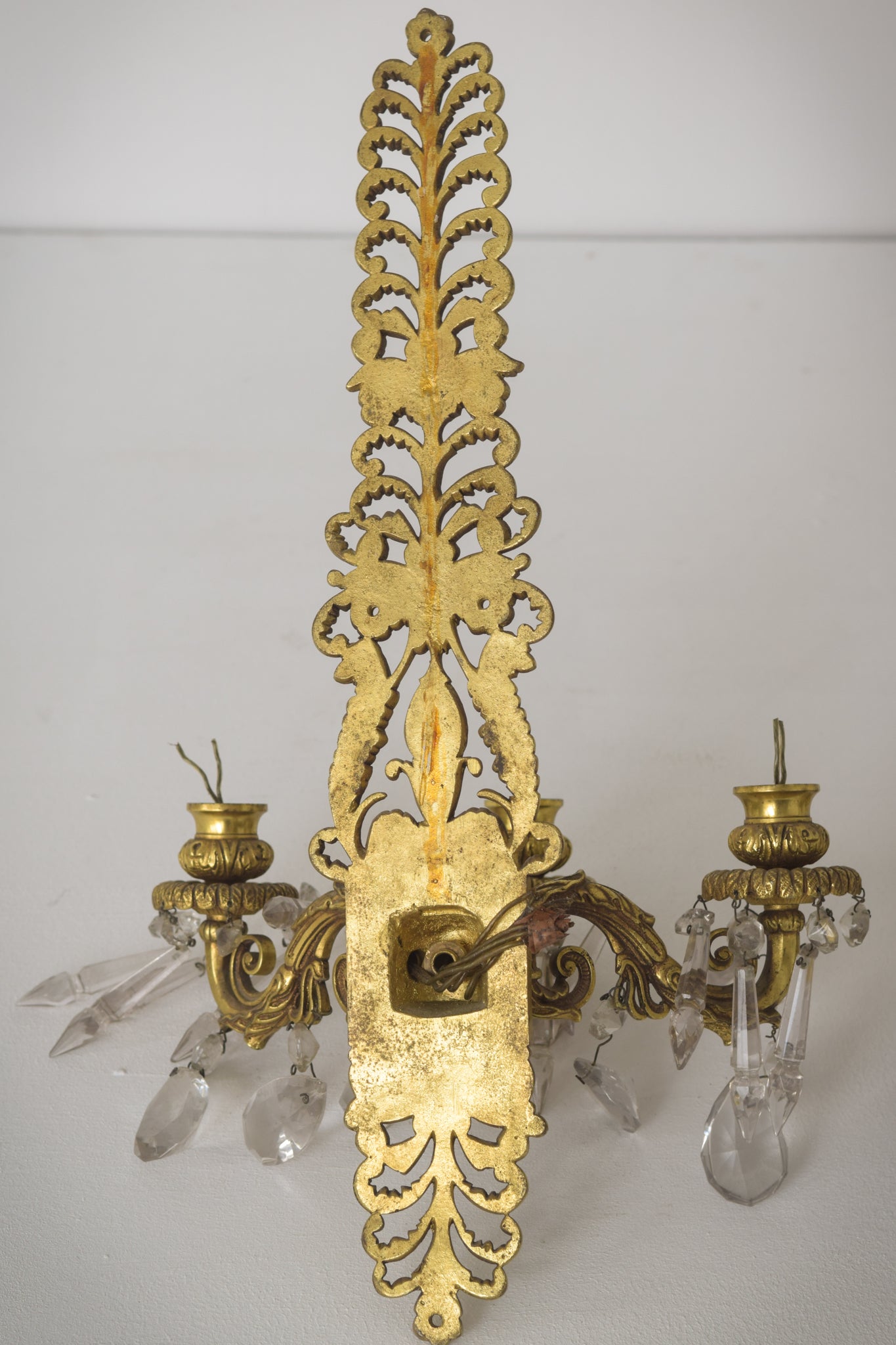 Two - Bronze and Cut Glass Wall-Mounted Chandeliers - Modern Decorative