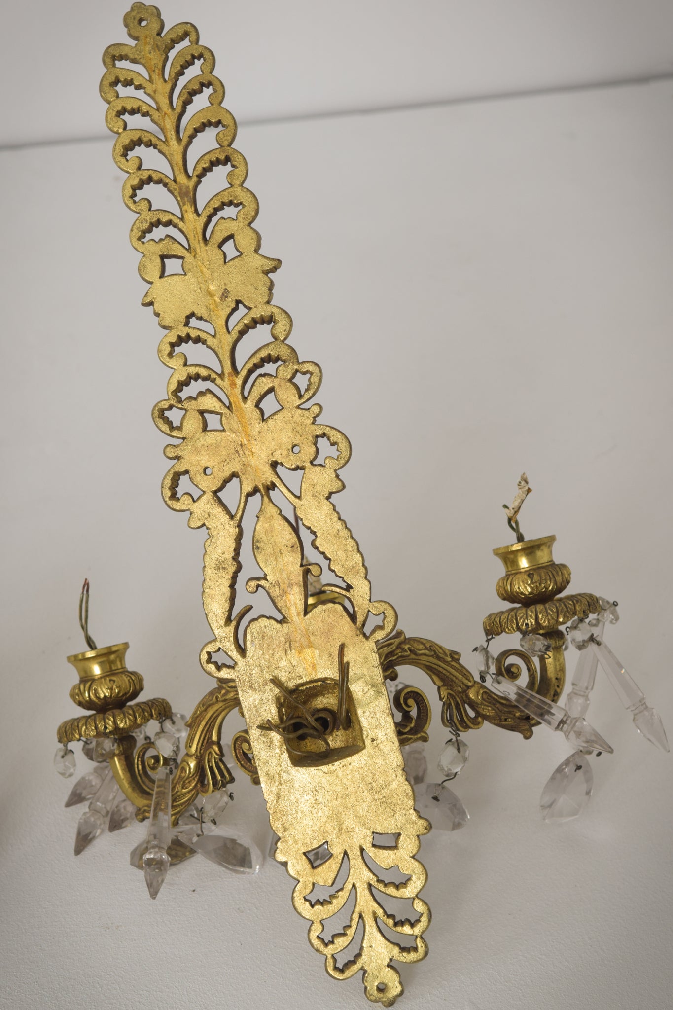 Two - Bronze and Cut Glass Wall-Mounted Chandeliers - Modern Decorative
