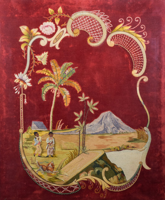 Framed - Embroidery of Oasis and Mountain - Modern Decorative