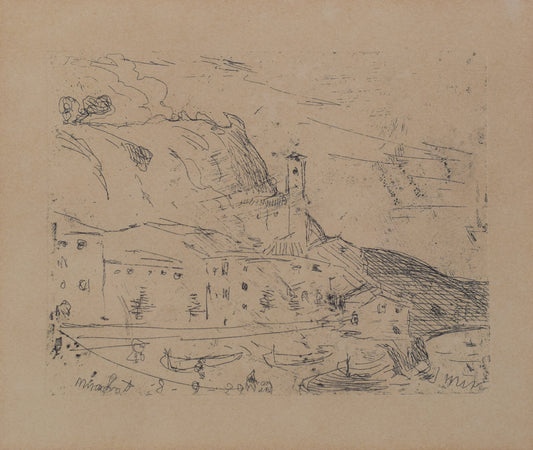 Joaquin Mir Trinxet - Fishing Village - Etching, 1929 - Modern Decorative