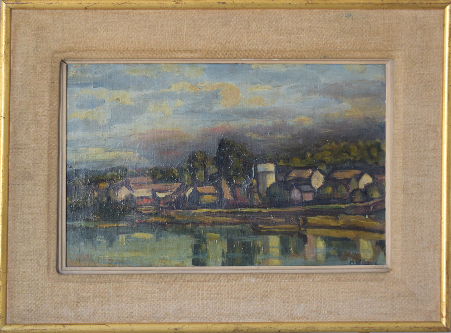 Landscape in Chaufour, France with a view of the Village and River_Framed