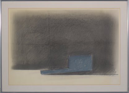 Minimalist Landscape in Grey and Light Blue_Framed