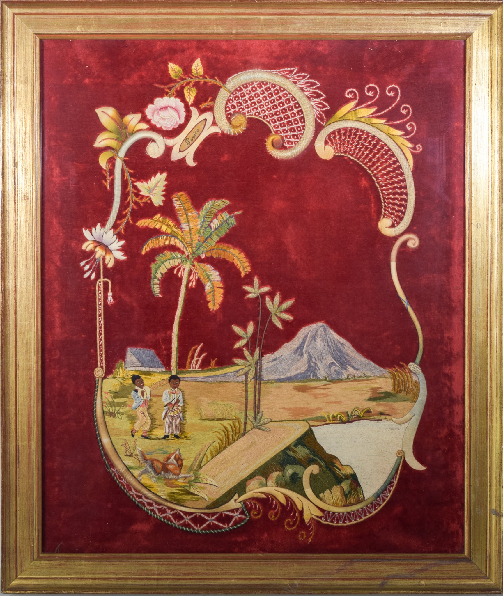 Framed - Embroidery of Oasis and Mountain - Modern Decorative