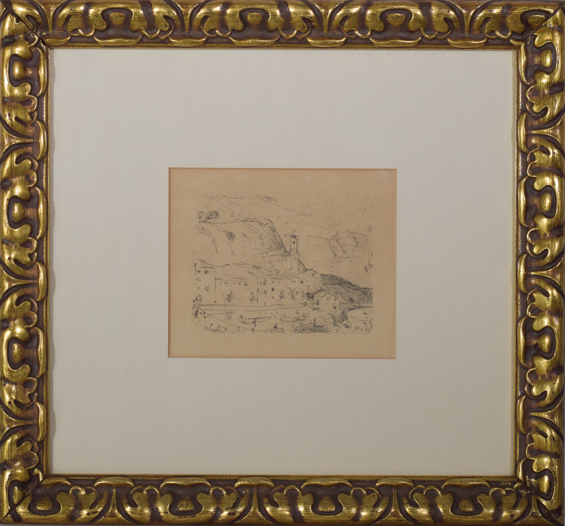 Joaquin Mir Trinxet - Fishing Village - Etching, 1929 - Modern Decorative
