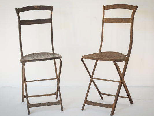 Pair - Elegant Antique French Folding Chairs - Modern Decorative