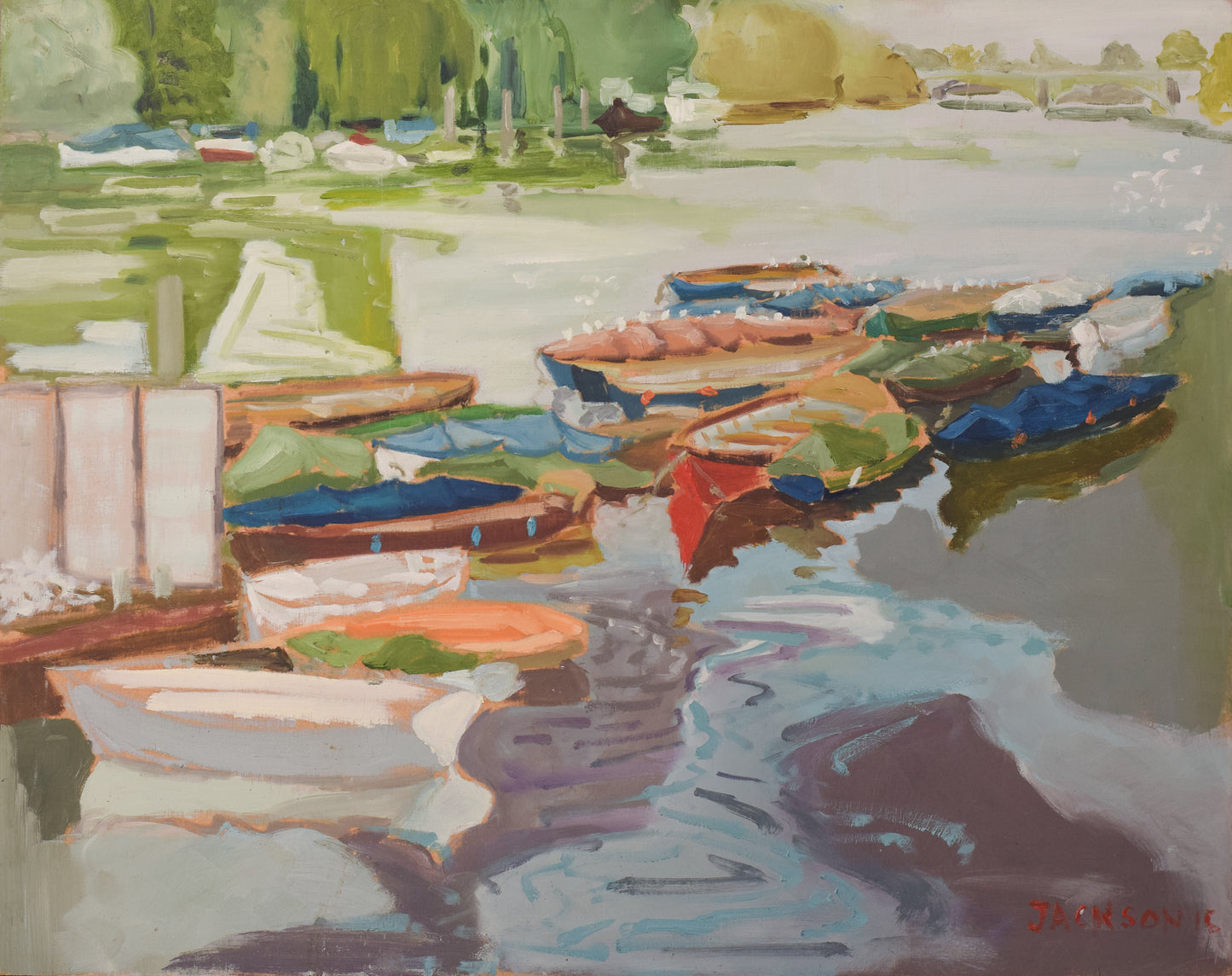 Skiffs By Richmond Bridge Boat House - Oil
