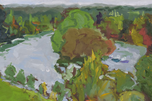 Richmond Terrace in Autumn - En Plein Air Painting - Modern Decorative