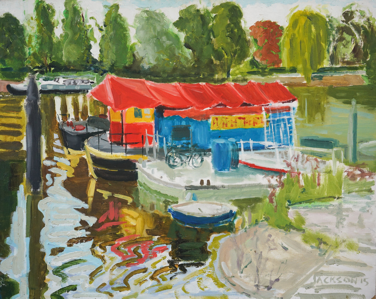 Puppet Theatre Barge - The Thames Richmond - Oil