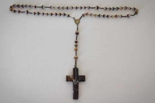 Rosary - Agate Cross and Beads - Modern Decorative
