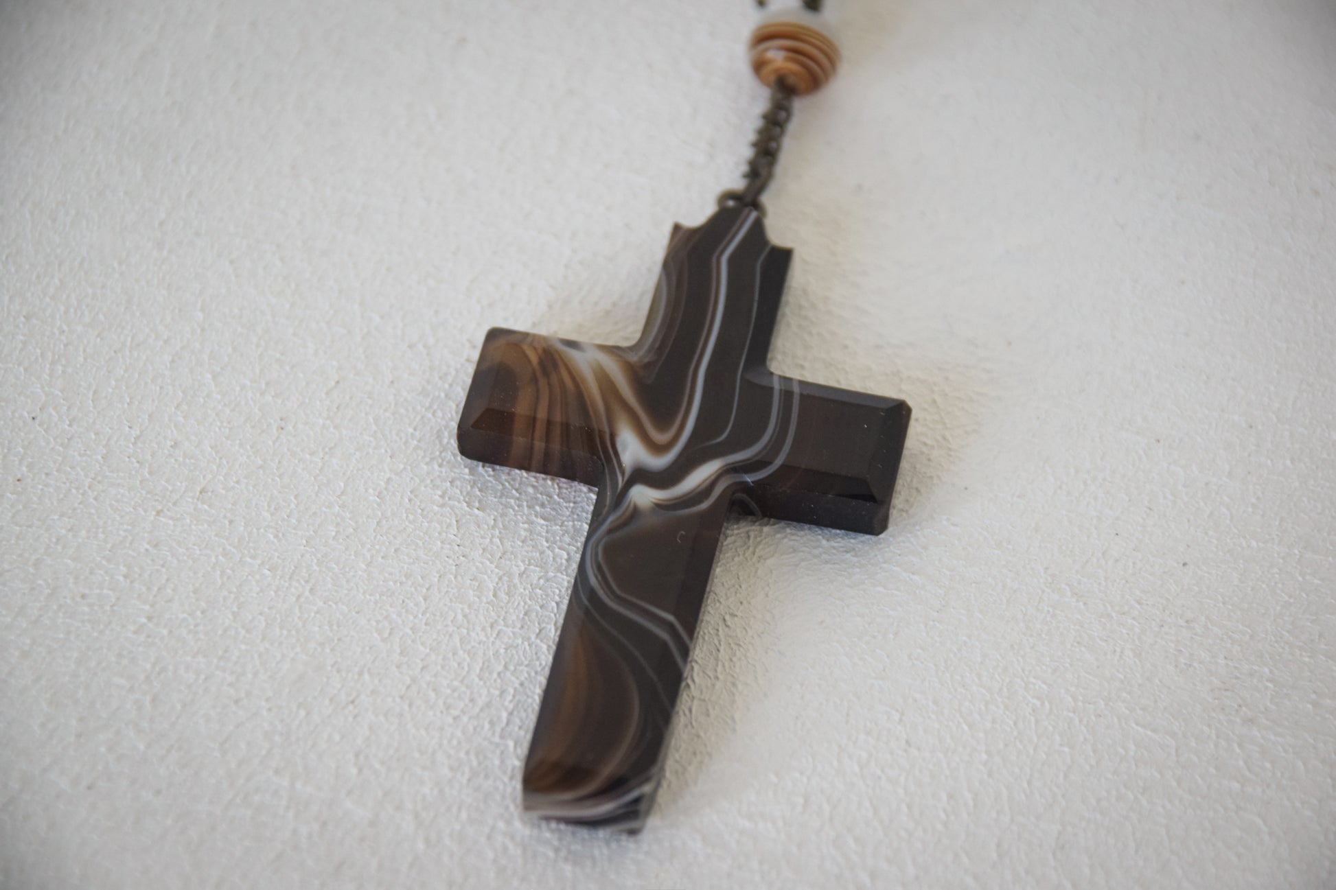 Rosary - Agate Cross and Beads - Modern Decorative