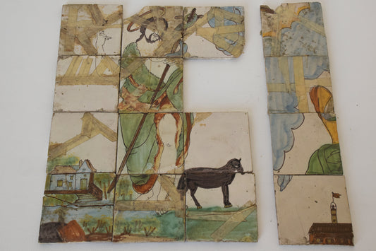 Antique Polychrome Tiles - Mural of Jesus - Modern Decorative