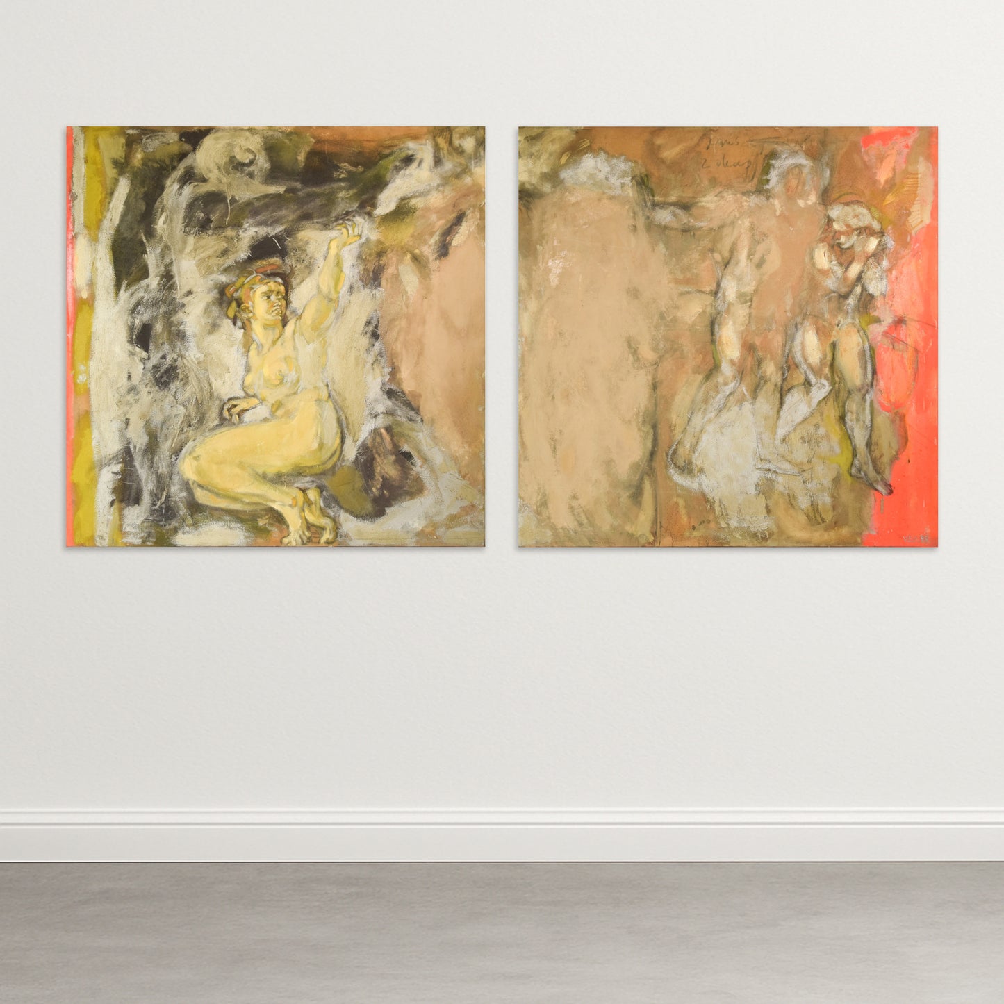 Vicente Vela - Two Large Figurative Expressionist Nude Studies