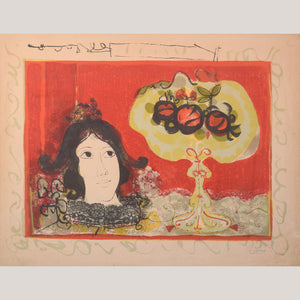 Agustín Ubeda (1925 - 2007) - Lady with Fruit - Modern Decorative