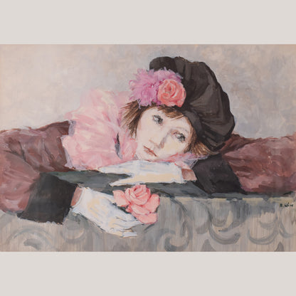 Portrait of a Lady with a Rose - In the Style of Manet