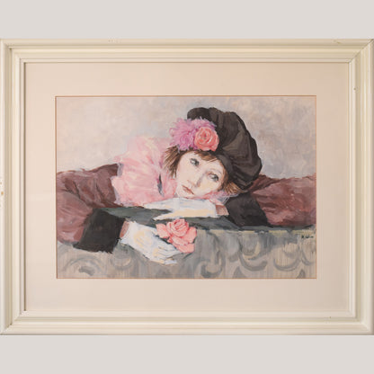 Portrait of a Lady with a Rose - In the Style of Manet