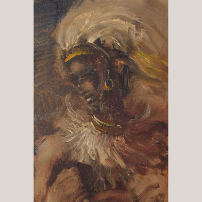 Mid Century - African Dancing Warrior with Cockerel