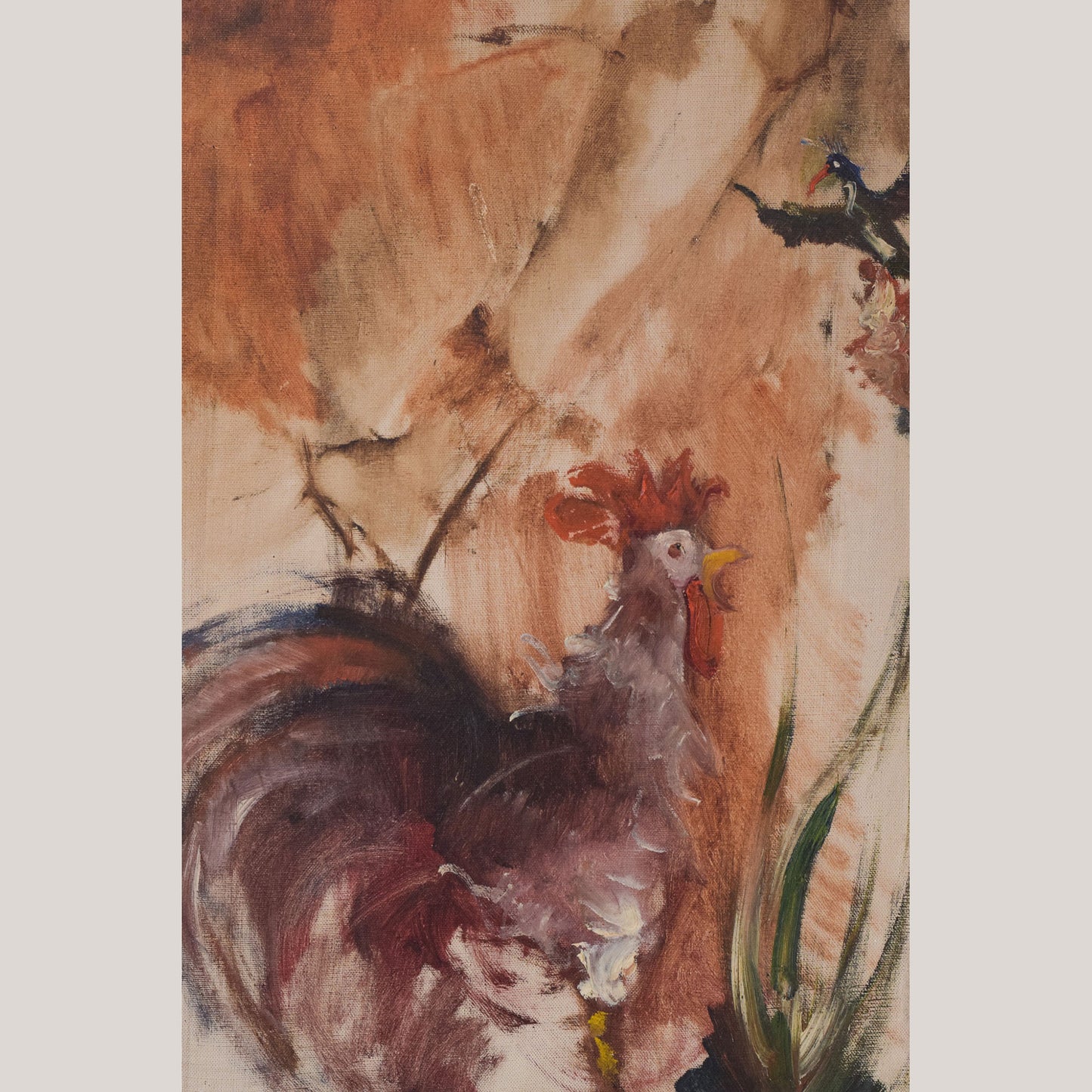 Mid Century - African Dancing Warrior with Cockerel