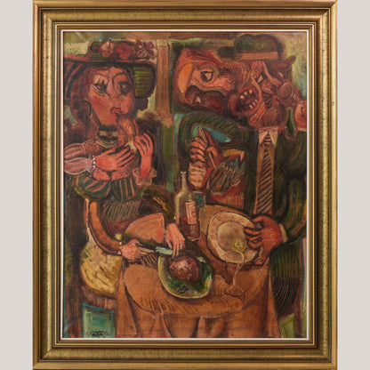 Couple Having Lunch - Oil on Canvas