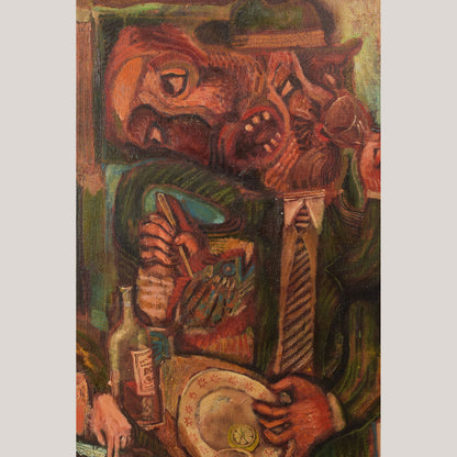 Couple Having Lunch - Oil on Canvas