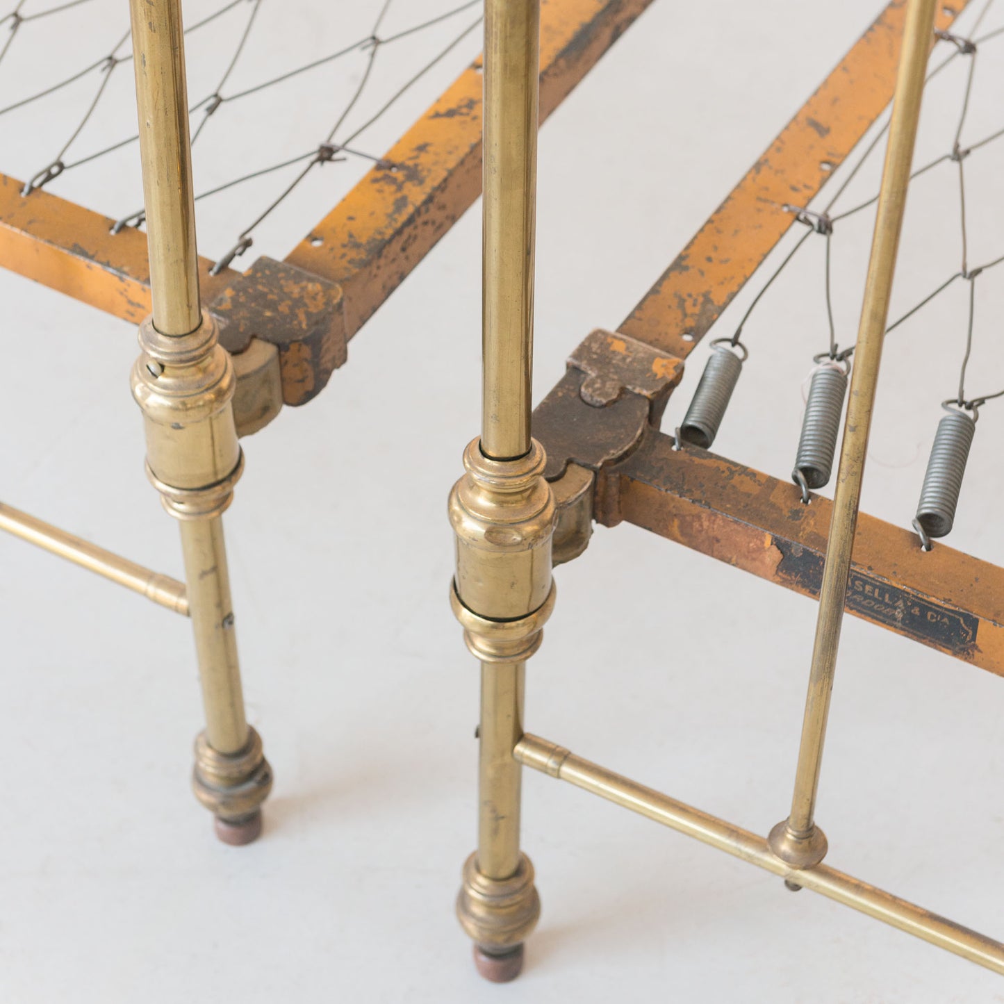 Pair of Antique Edwardian Brass Twin Beds