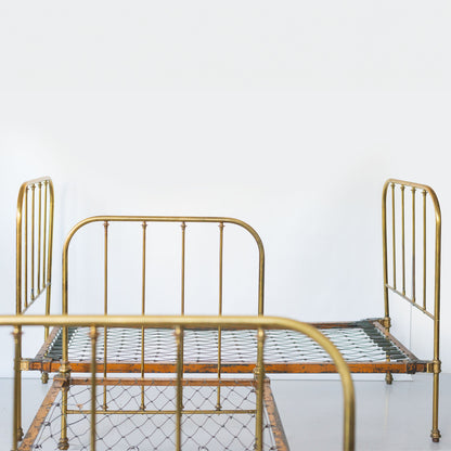 Pair of Antique Edwardian Brass Twin Beds