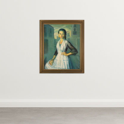 "Gipsy - Rosario" of Montjuich - JOSÉ LAMUÑO  - Framed Oil on Canvas