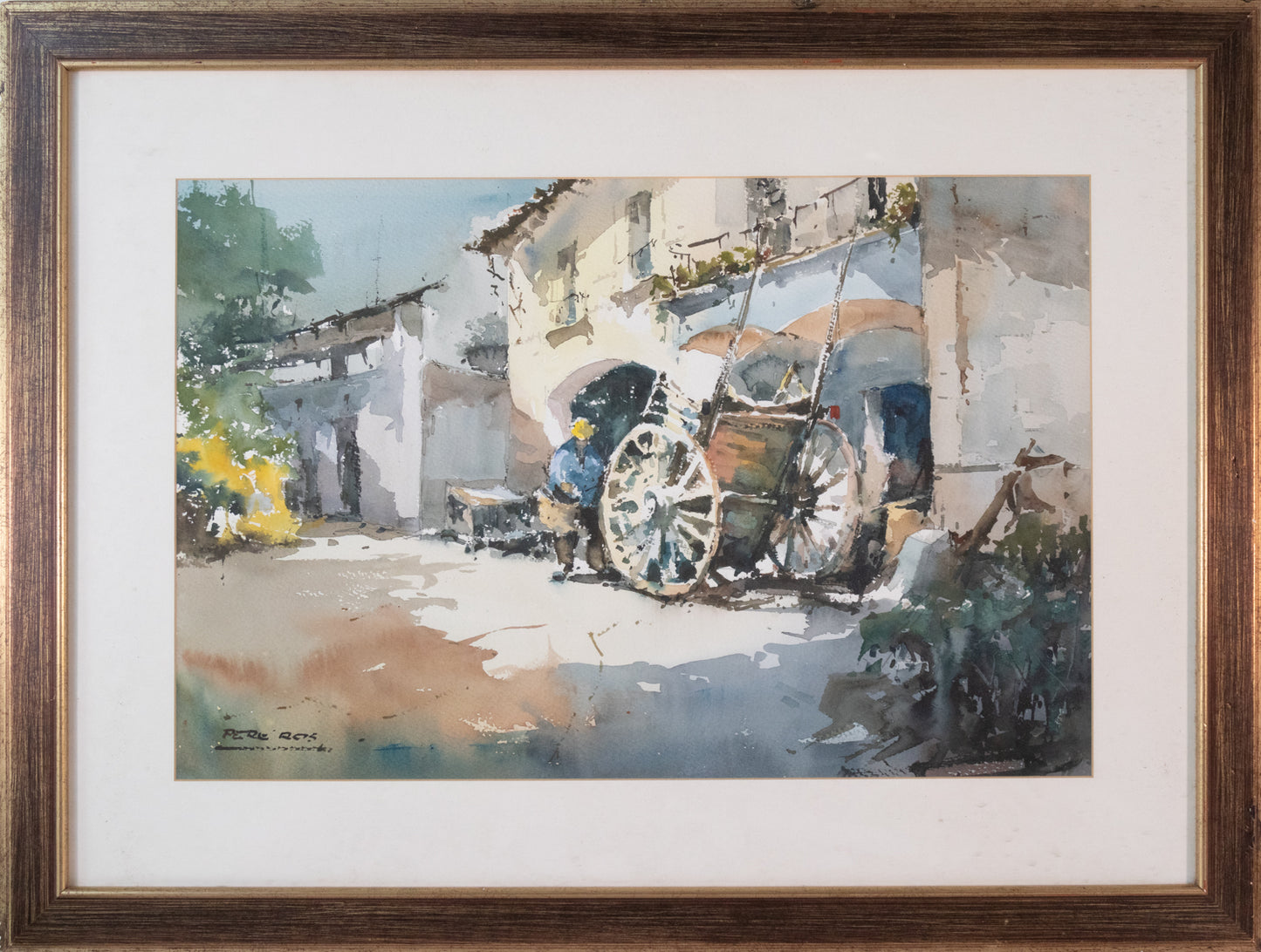 Pere ROS - Impressionist Watercolor Sketch - A Man and His Cart