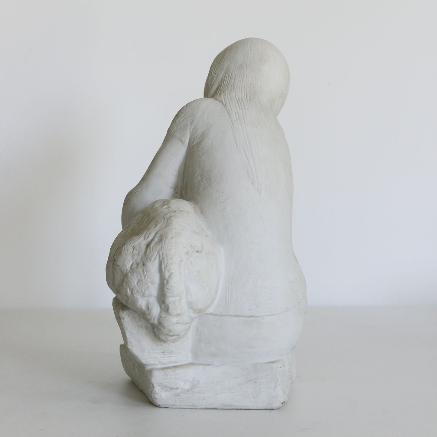 Girl with Lamb - Parian Ware Sculpture - Signed