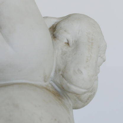 Girl with Lamb - Parian Ware Sculpture - Signed