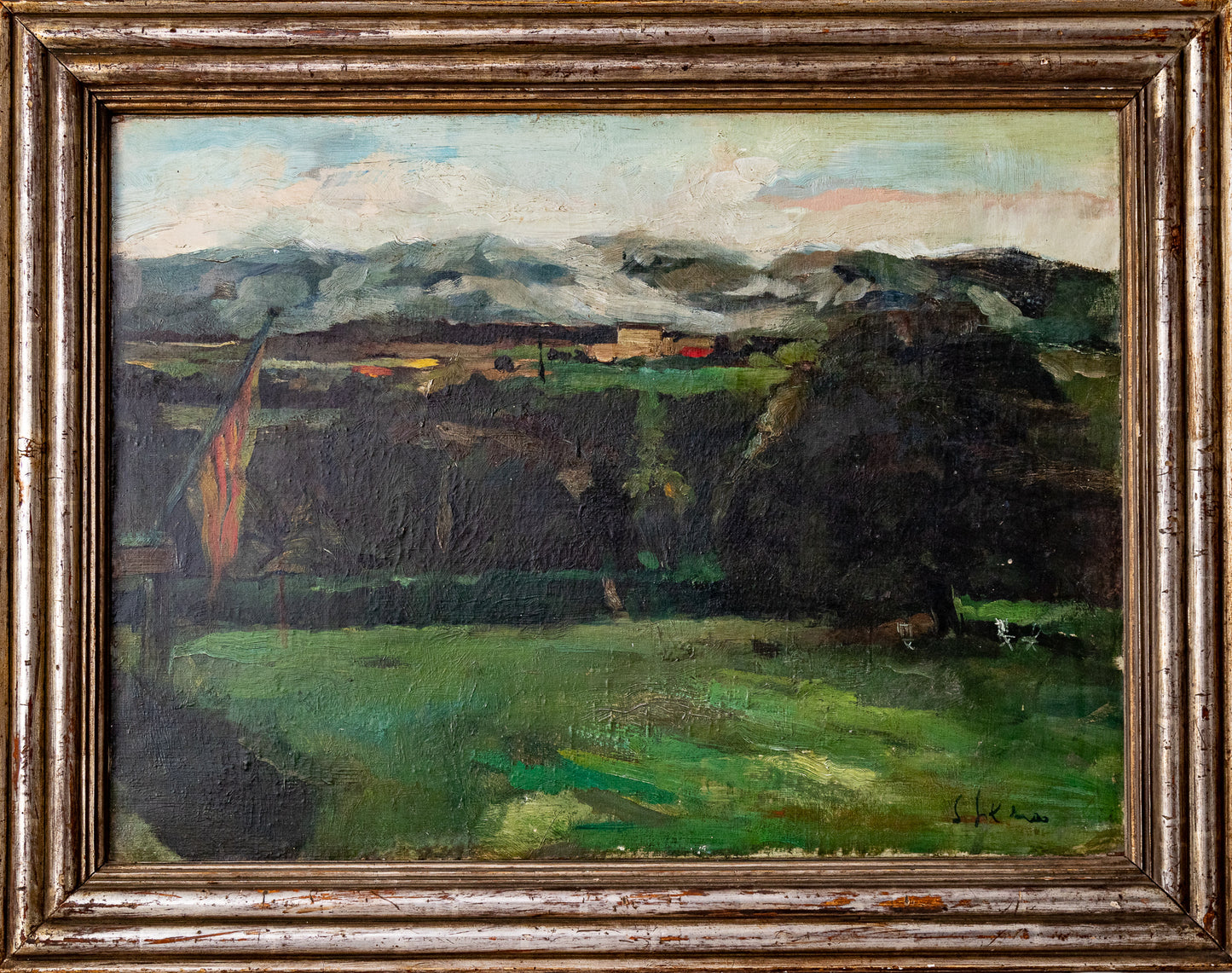 Interesting Impressionist Landscape - High Quality Silver Gilt Frame