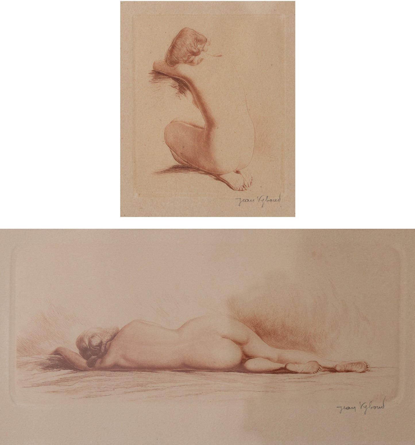 Jean Auguste Vyboud - Two Nude Life Studies